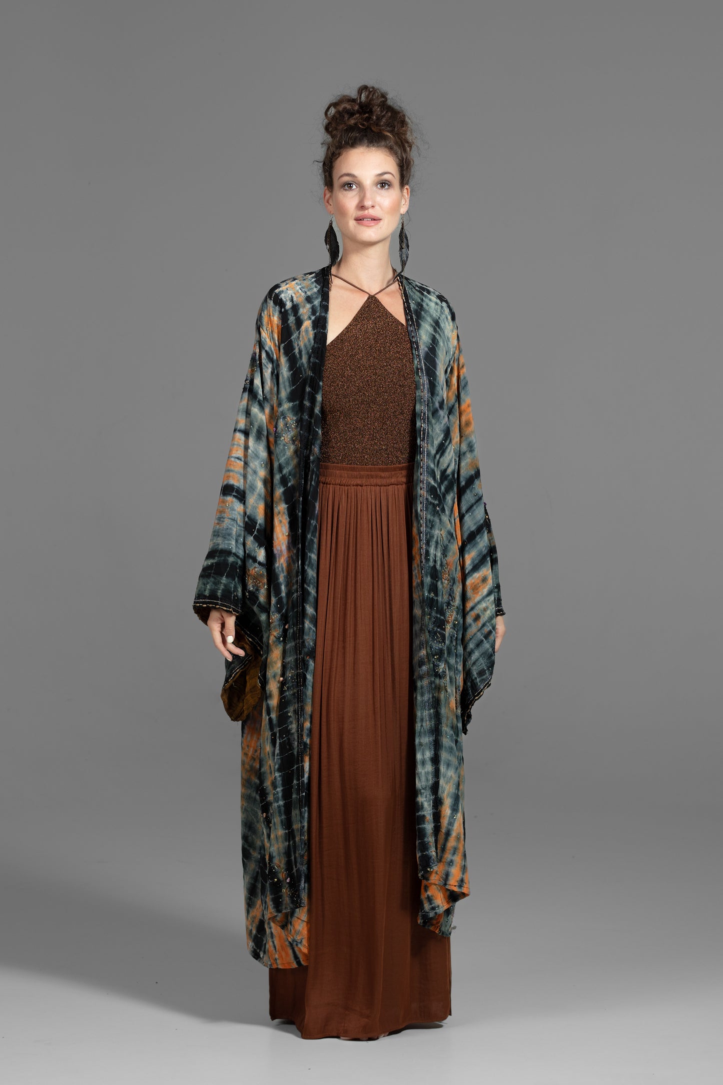 Gaia Kimono grey-rust-black