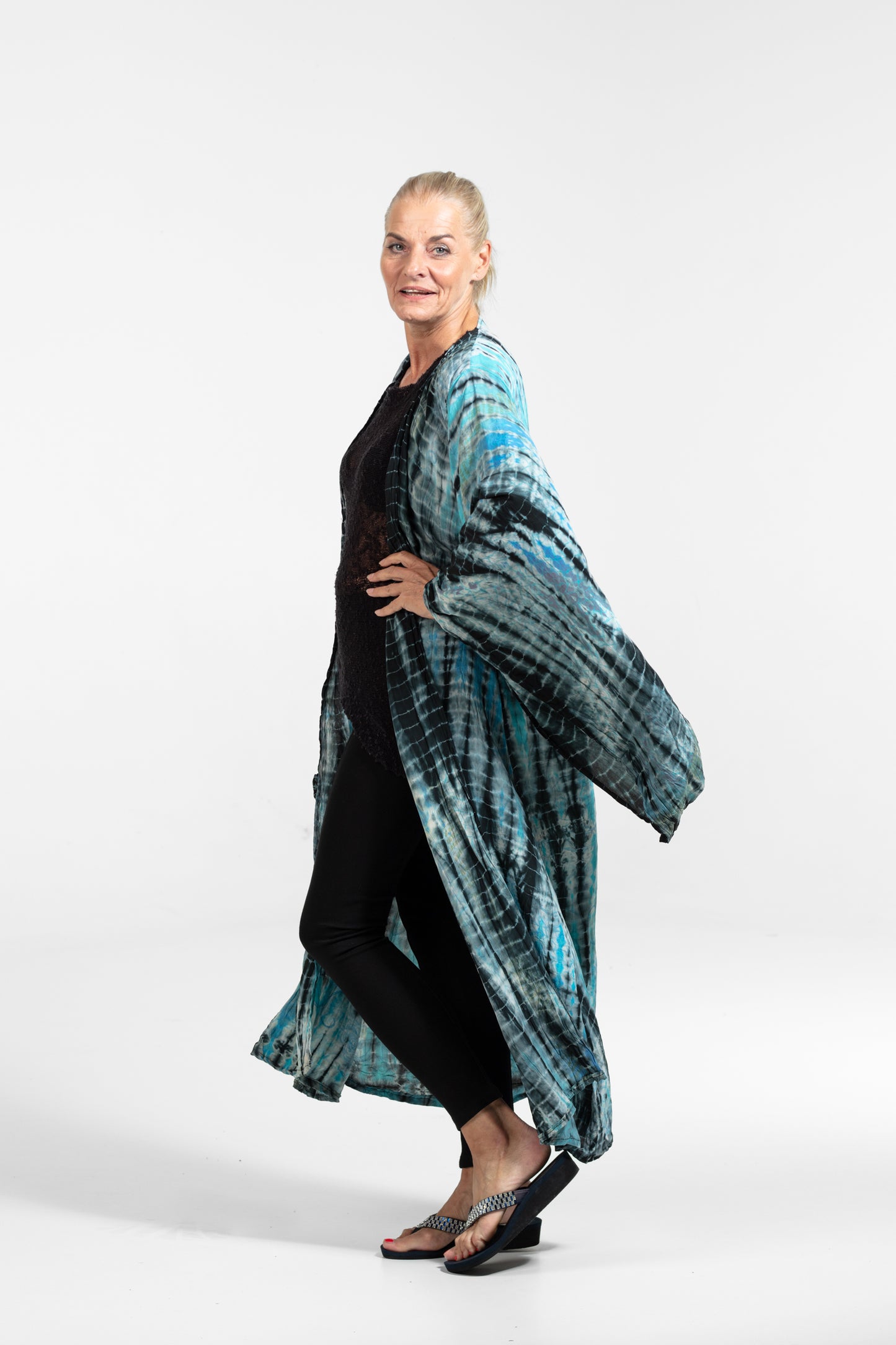 Gaia Kimono blau-türkis-schwarz