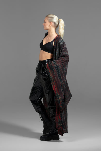 Gaia Kimono dunkelrot-braun-schwarz