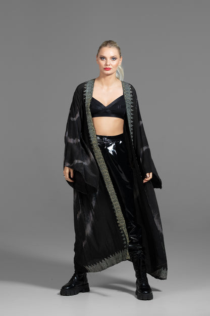 Sunna Kimono grau-schwarz