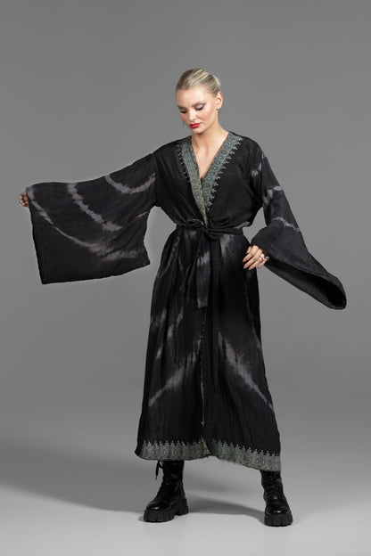 Sunna Kimono grau-schwarz