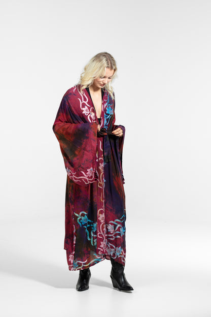 Devi Kimono bestickt rosa-orange-lila