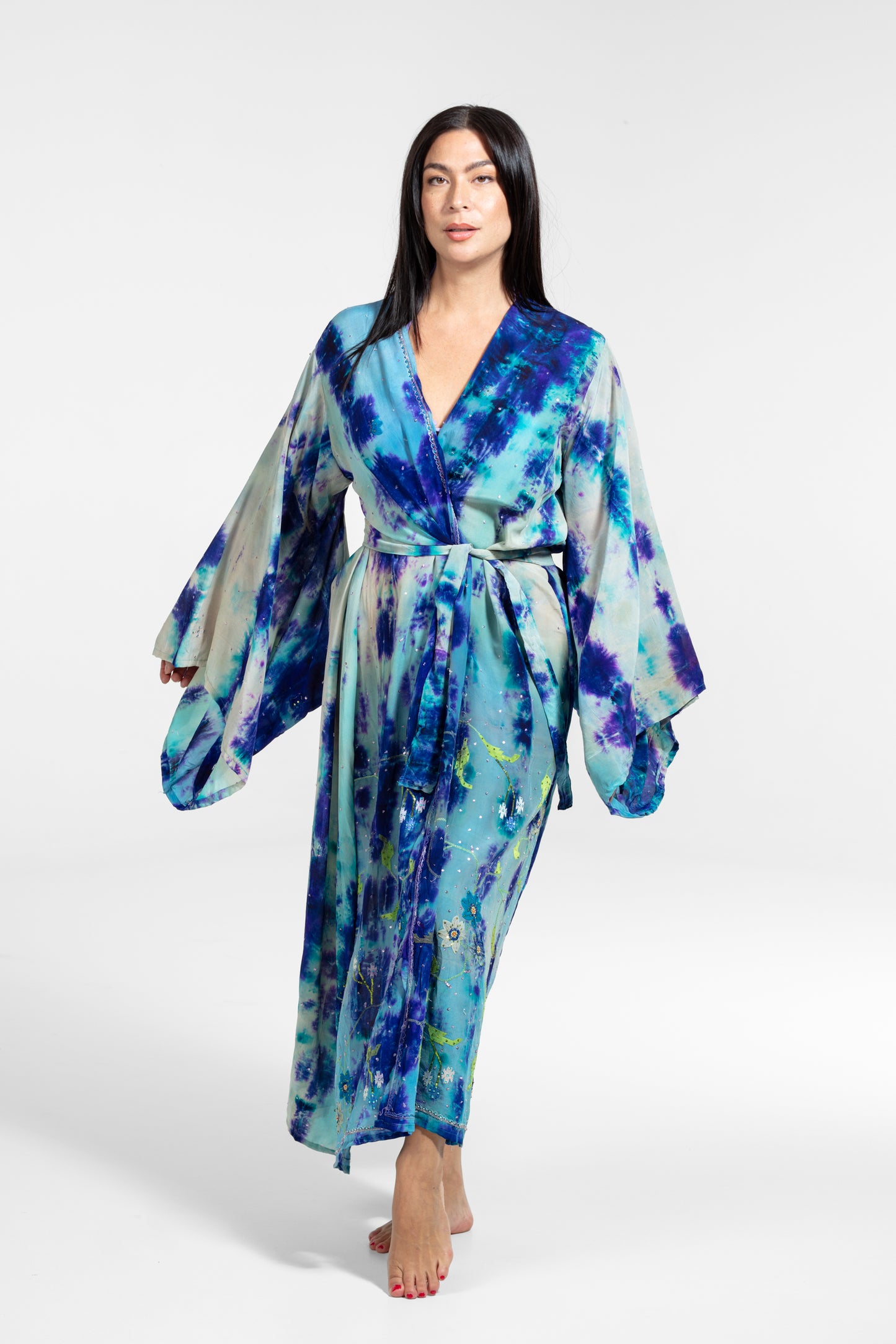 Devi Kimono blau-hellblau-weiß