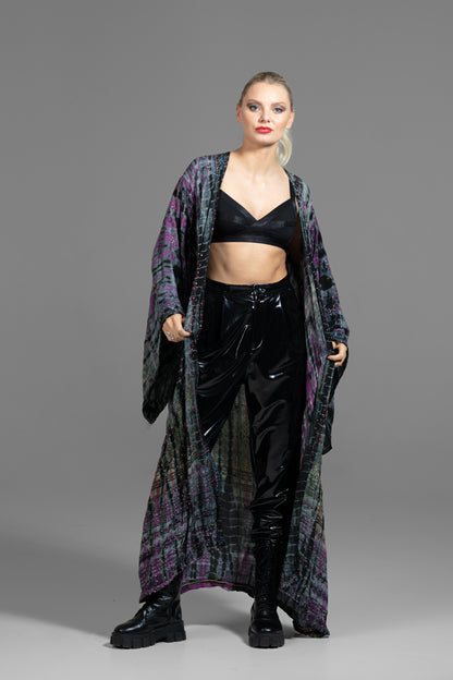 Gaia Kimono Pailletten violett-grau-schwarz
