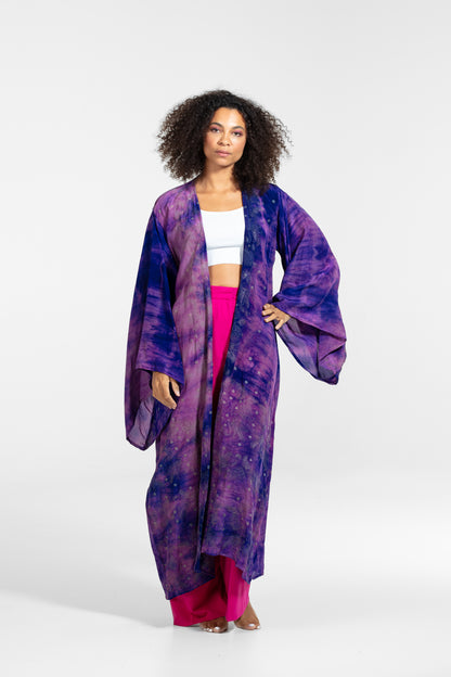Aura Kimono embroidered pink-purple