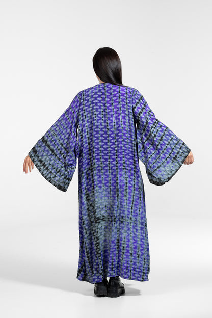 Devi Kimono patterned purple-grey-black