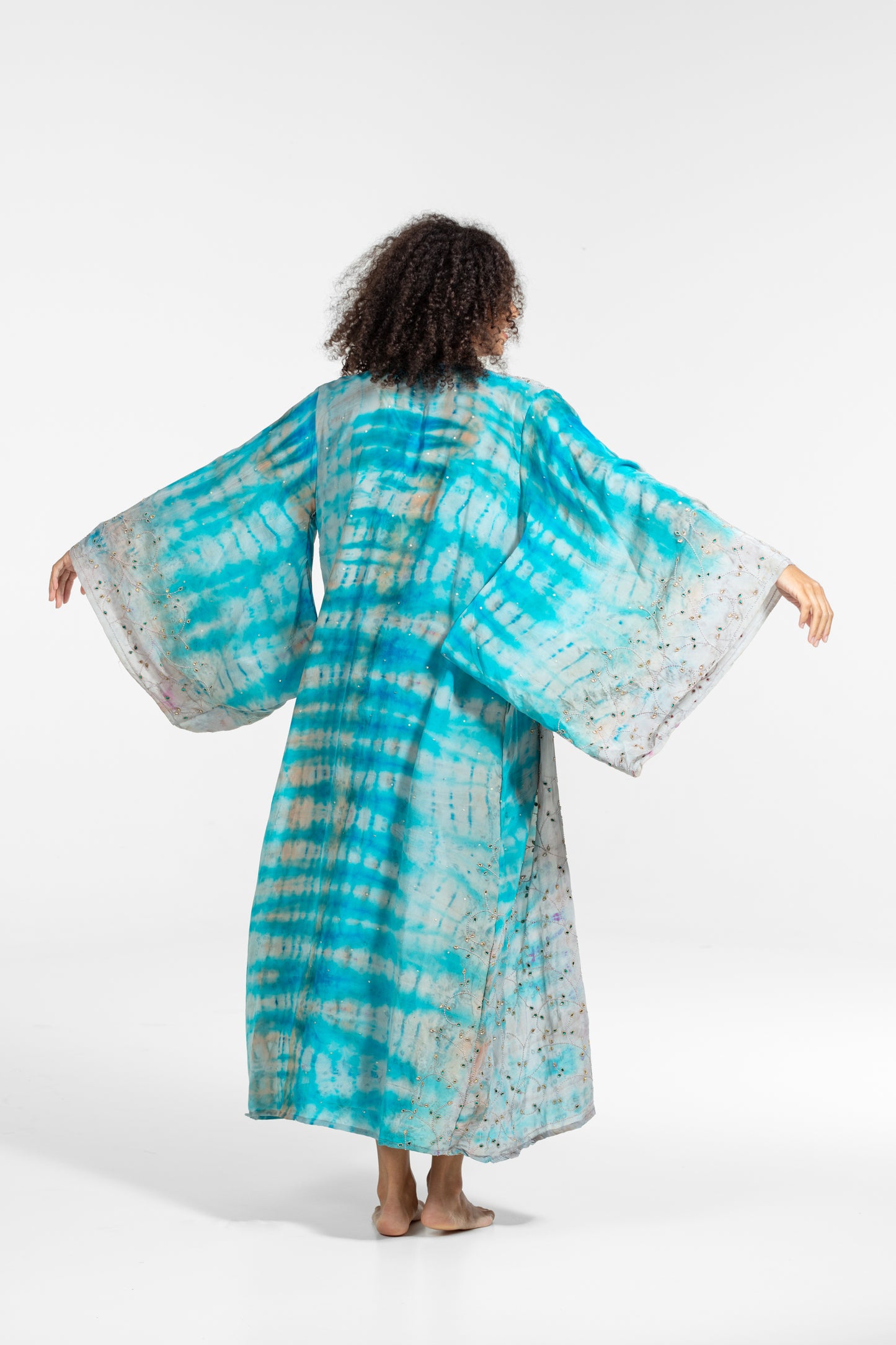 Sunna Kimono silver embroidered light blue-turquoise