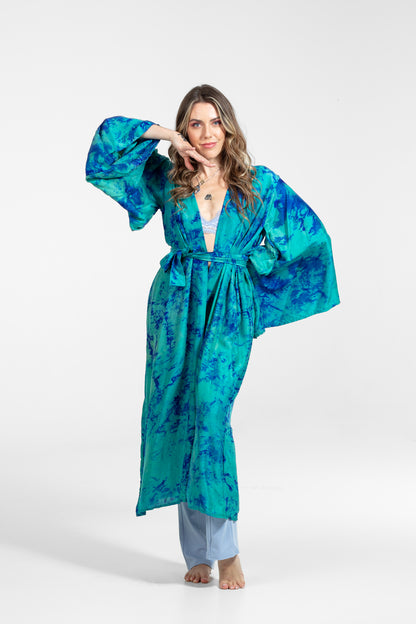 Aura Kimono türkis-dunkelblau