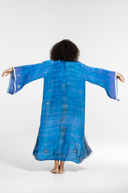Devi Kimono blau bestickt