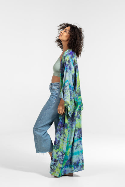 OYA Studio Aura Radiance Kimono – Handcrafted Luxury, Healing and Transformation, Miracle Frequency, blue-green