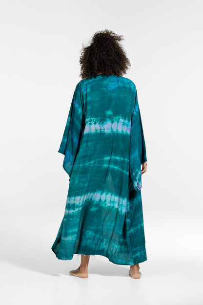Freya Kimono Smaragdgrün-Hellblau
