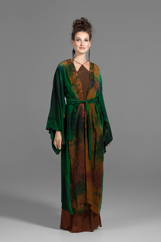 Aura Kimono dunkelgrün-braun