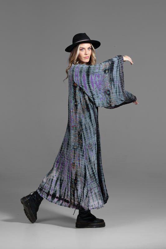 Gaia Kimono violett-babyblau-schwarz