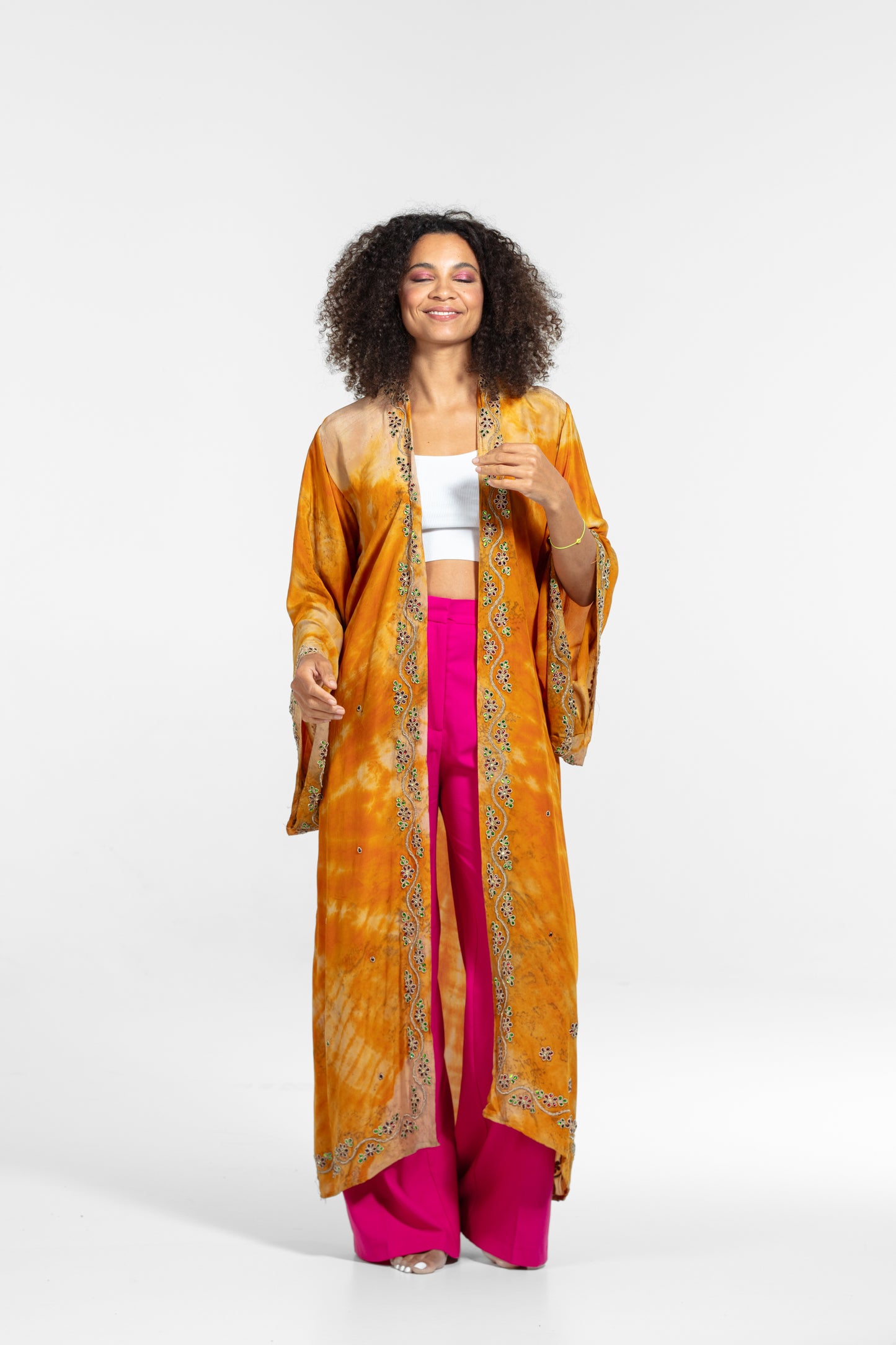 Sunna Kimono yellow-white
